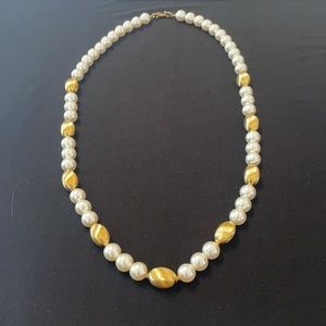 Vintage Napier faux pearl and gold bead necklace